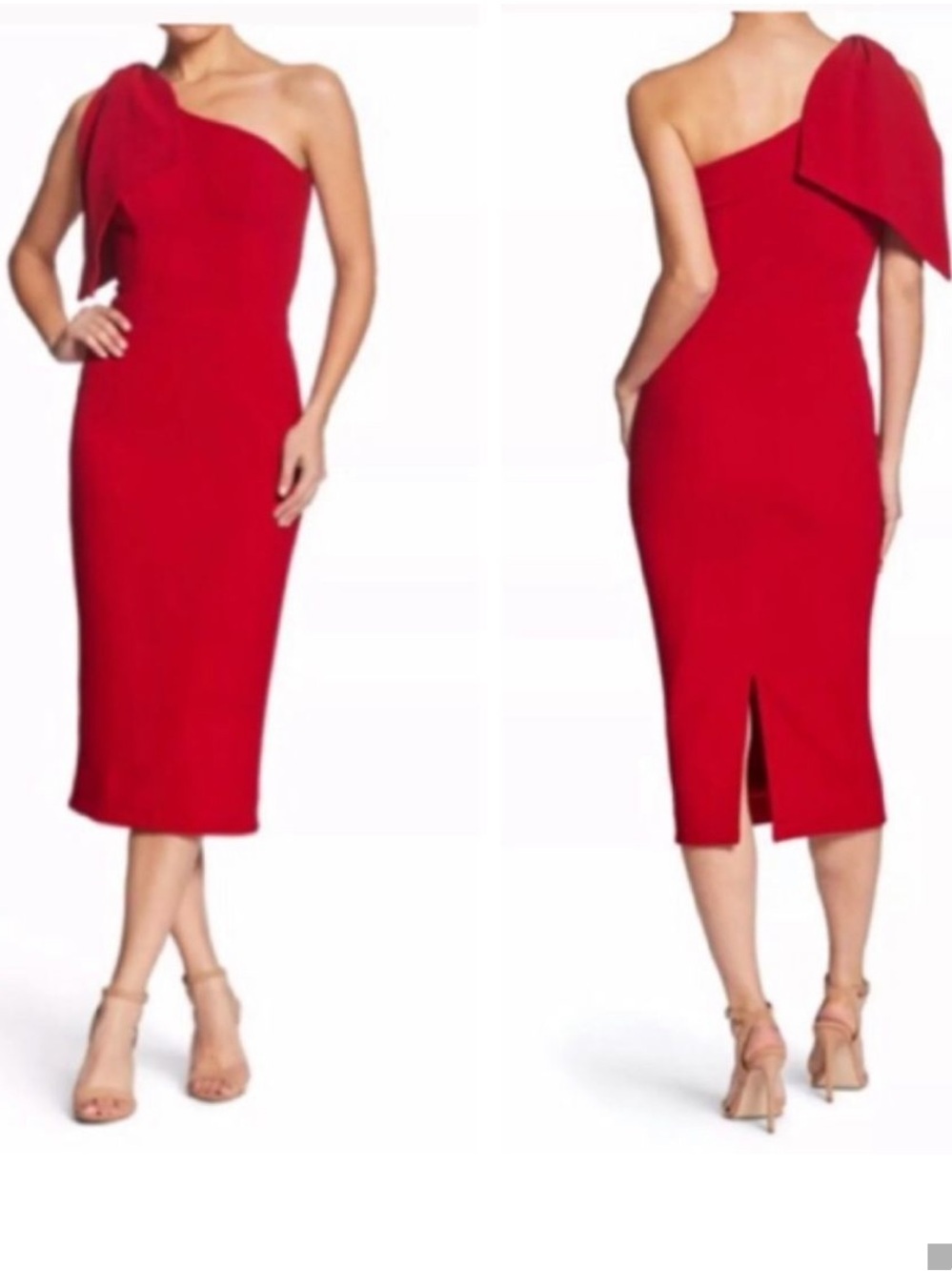 Dress The Population Red One Shoulder Midi Dress Size XL